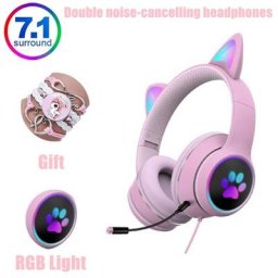 Casque Gamer Cat Ear pour filles casque mignon double suppression du bruit téléphone de sauna