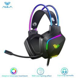 AULA – casque de jeu S502 faisceau de tête RGB effet d'éclairage Cool Microphone d'appel HD