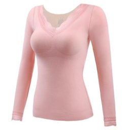 Sous-vêtement chaud en cachemire allemand pour femme sans trace épais en peluche col en V en