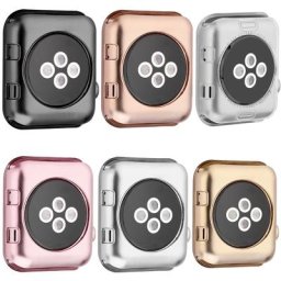 Coque en silicone souple plaqué or pour Apple Watch 6 couleurs série 1 2 3 protection complète