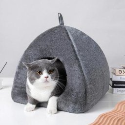 Lits pour chats d'intérieur en peluche doux maisons pour chats lit utile avec oreiller rembourré