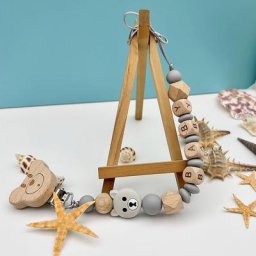 Lettres en bois anglaises personnalisées pour bébé ours polaire pendentif en silicone