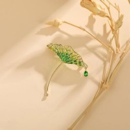 Broche en forme de feuille de Lotus T8DE goutte d'eau d'huile douce Corsage pour robe vêtements