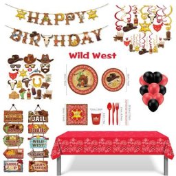 Décorations de fête d'anniversaire en papier Cowboy Interface West poulet britannique ensembles de