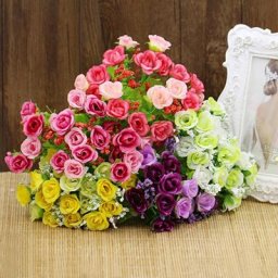 1 Bouquet de fausses roses artificielles 21 têtes pour décoration de mariage de maison de