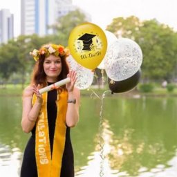 Ballons de remise de diplôme de 12 pouces 10 pièces avec confettis imprimés en Latex anti-fuite