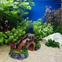 Simulation de mini pont à trois yeux figurine d'aquarium pont pour poisson décoration précieuse