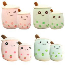 Oreiller en peluche pour enfants tasse de thé à bulles de dessin animé jouet en peluche