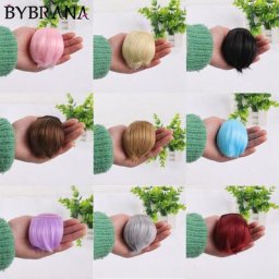 Bybrana-Perruque BJD aux cheveux bruns argentés et roses SD DIY pour poupées 5x100cm