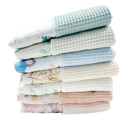 Couverture d'emmaillotage en coton gaufré pour bébé serviette imprimée de feuilles florales pour