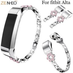 Bracelet de rechange pour Fitbit Alta/Alta HR en acier inoxydable avec strass
