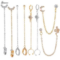 JOSalle-Boucles d'Oreilles en Acier en Forme de Lune et de Cœur Piercing pour Lobe Helix Bijoux