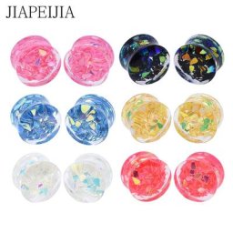 Boucles d'oreilles en acrylique multicolores Double évasé Tunnels et jauges d'oreille extenseur