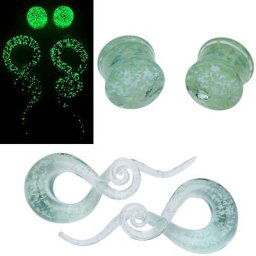 Bouchon d'oreille et tunnels en verre vert foncé spirale d'oreille jauge conique extenseur