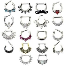 Piercing en Zircon transparent pour femmes bijoux de corps anneaux de nez Clip sur le nez