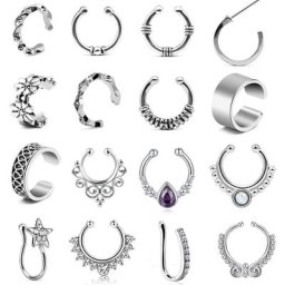 1 pièce Faux anneau de nez anneau de Septum de visage anneaux Non Piercing bijoux Faux anneau de