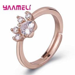 Bagues en forme de pattes d'animaux pour femmes et filles bijoux en argent Sterling 925 ours