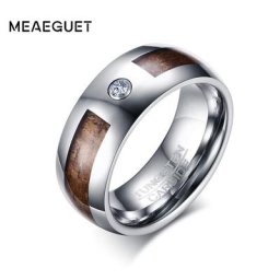 Meaeguet-Bague de fiançailles en carbure de tungstène pour homme bijoux en bois bandes de mariage