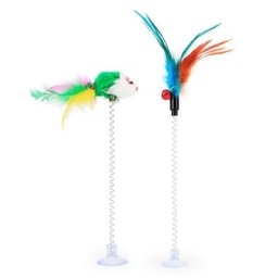 Baguette à plumes à ventouse pour chat jouet amusant et coule pour animal de compagnie fournitures
