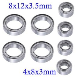 Jeu de 8 roulements à billes 4x8x3mm 8x12x3.5mm pour WLtoys 1/18 A949 A959 A969 A979 A959-B A969-B