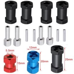 Adaptateur d'entraînement de moyeu de roue hexagonale en aluminium pour voiture RC 12mm 15mm