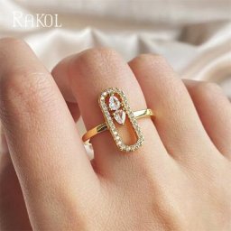 RAKOL-Bagues ovales en or minimalistes coréennes pour femmes matiques cubiques exquises bijoux de