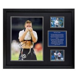Photo de la coupe du monde Angleterre Italie 1990 signée Paul Gascoigne - Encadrée