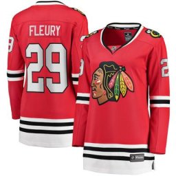 Chandail de joueur échappé Marc-André Fleury de marque fanatique pour femme rouge des Blackhawks de Chicago