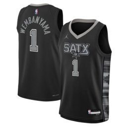 San Antonio Spurs Jordan Statement Swingman Jersey 22 - Black - 2023 NBA Draft First Round Pick - Victor Wembanyama - Youth - unisexe Taille: L (14/16)