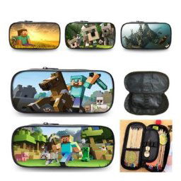 Trousse Minecrafte Steve Diamond Sword Powder pour enfants sac à crayons à fermeture éclair boîte