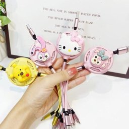 Cartoon Kittile Cat Câble USB 3 en 1 Câble de données pour Apple Type-C Mobile Android Câble de