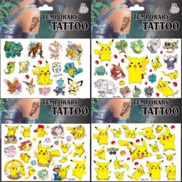 Tatouage Autocollant Temporaire Pokémon Pikachu pour Enfant Dessin Animé Cadeau d'Anniversaire