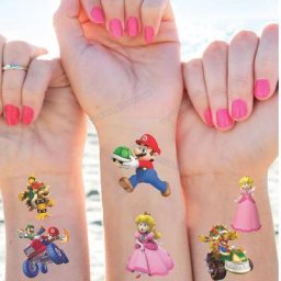 Autocollant de Tatouage Temporaire Super Mario Bros pour Enfant Jeu d'Anime Main Bras Corps