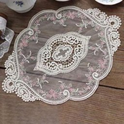Nappe en Dentelle Brodée Style Français Vintage Polymère Pastoral Européen Décoration de Table