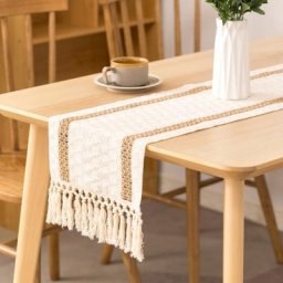 2022 nouvelle Table En Macramé Naturel Toile De Jute Tissé Boho Gland Douche Nuptiale De Mariage