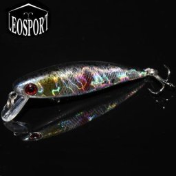 LEOSPORT-Leurre méné rigide de type wobJeff avec hameçon triple appât Élidéal pour la pêche au bar