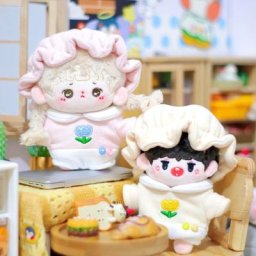 Vêtements de poupée faits à la main 2 pièces 10cm en peluche Kawaii chapeau combinaisons pour