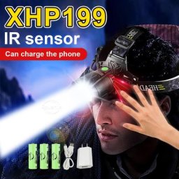 XHP199 Puissant Led Lampe Frontale IR Capteur Tête Lampe De Poche Tête De Pêche Lampe Haute