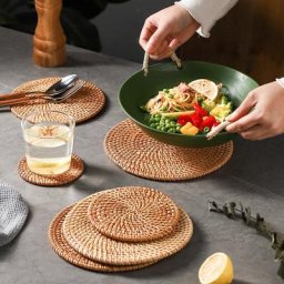 Porte-théière en rotin naturel tissé cérémonie du thé napperon créatif polymères de table