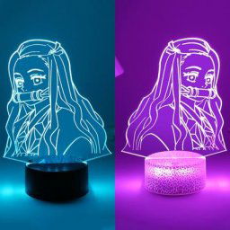 Veilleuse LED 3D Anime Demon Slayer Kamado Nezuko chambre à coucher manga lampe à distance en