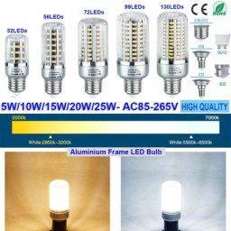 Ampoule de radiateur en aluminium 5/10/15/20/25W ampoule épis de maïs E27 E14 E12 B22 GU10 85-265V