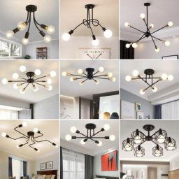 Plafonnier industriel Sputnik en fer design vintage luminaire décoratif de plafond idéal pour une