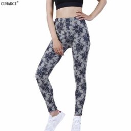 CUHAKCI – legging imprimé floral pour femme Slim Fitness pantalon d'entraînement taille haute