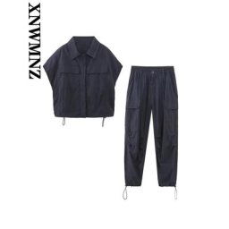 XNWMNZ-Chemisier parachute à poches pour femme ensemble 2 pièces élastique audicargo chic à la