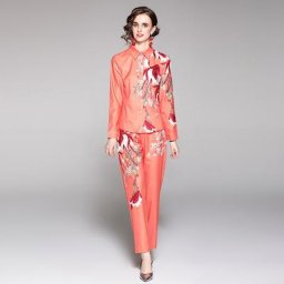 Costume élégant à manches longues et pantalon pour femmes ensemble assorti tenue de bureau à la