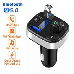 Transmetteur FM Bluetooth 5.0 pour voiture USB PD Type C chargeur de voiture à charge rapide