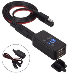 Adaptateur SAE vers USB avec voltmètre pour moto prise de déconnexion rapide chargeur USB étanche