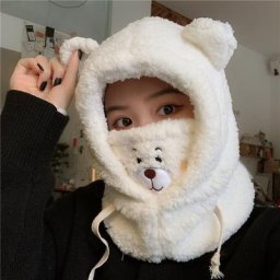 Masque de protection d'oreille d'ours en peluche pour femme ensemble écharpe Krasnocaps chapeau