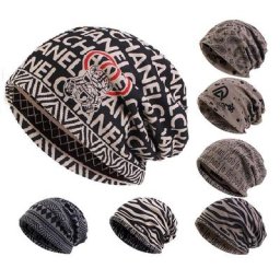 Bonnet Turban d'hiver pour femmes et hommes couvre-chef à Double usage en velours à rayures