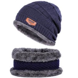 Bonnet d'hiver tricoté en laine pour homme épais et chaud noir à la mode pour le Ski nouveauté